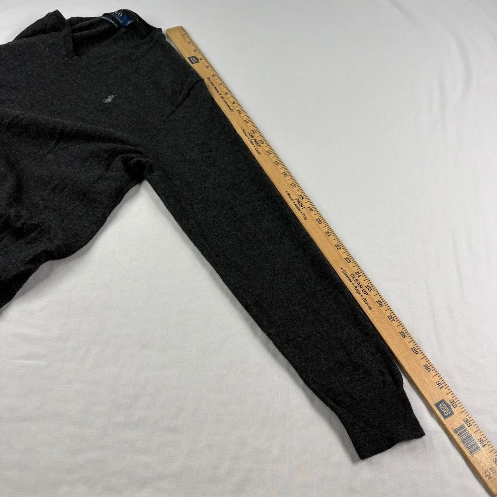 Polo Ralph Lauren Sweater Mens XL Gray Washable Merino Wool V-Neck Pullover